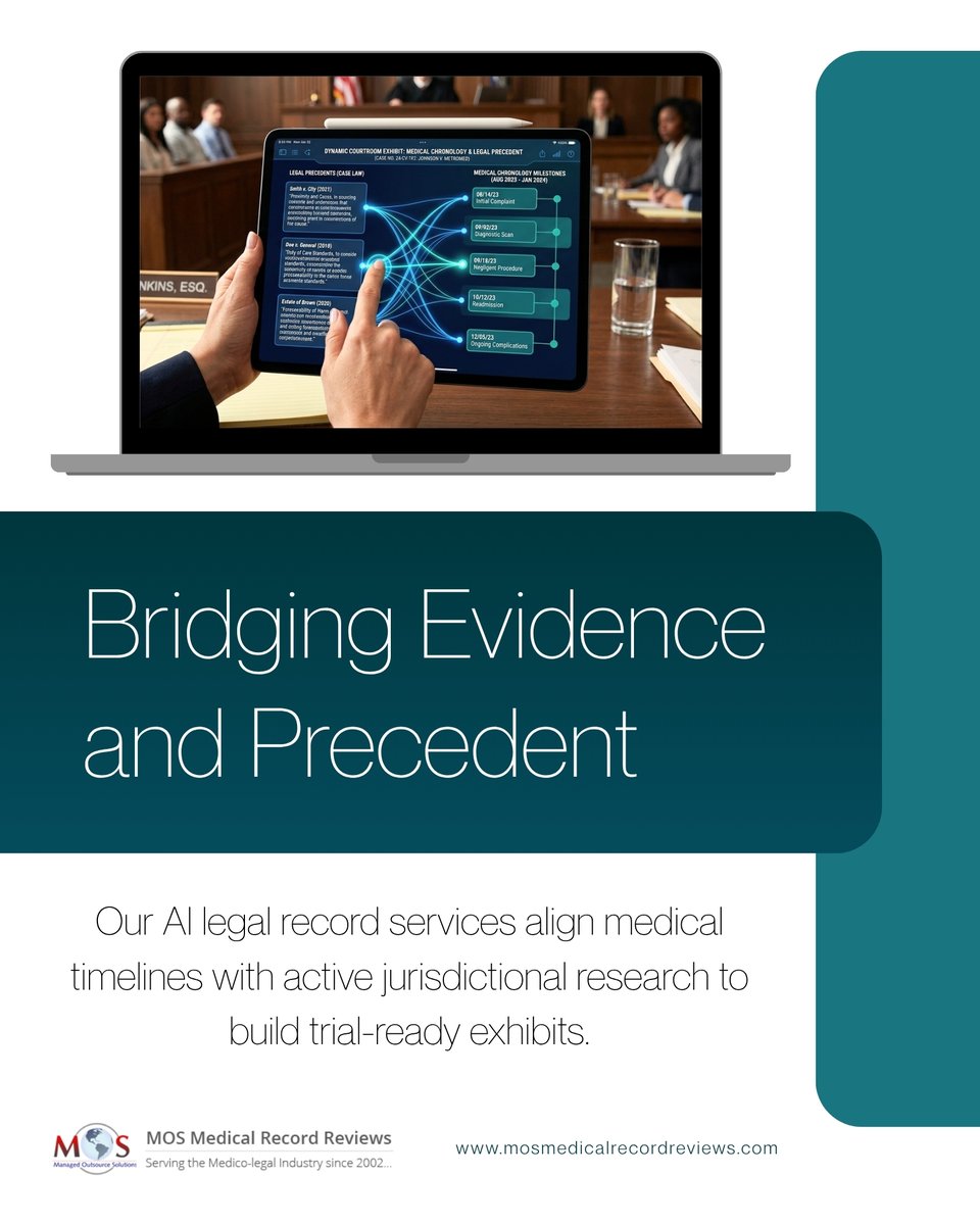 mosmedical's tweet photo. Don’t analyze evidence in isolation.
Our AI-driven litigation services connect your medical timelines directly with jurisdictional research.
#LegalOps #TrialPrep https://t.co/LCQDTrJYoo