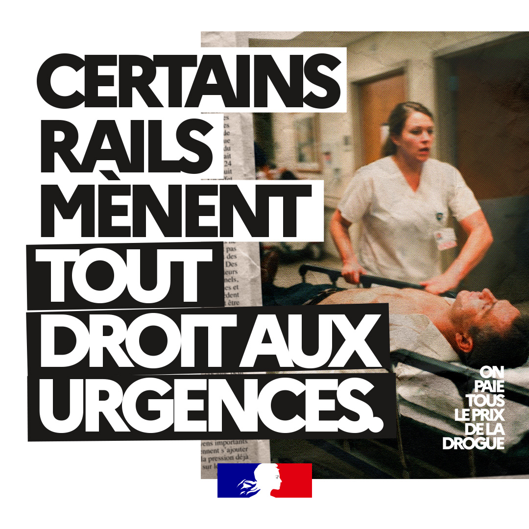 PoliceNationale's tweet photo. 🏥On paie tous le prix de la drogue « Certains rails mènent tout droit aux urgences »

En 2023, 1 million de Français ont consommé au moins une fois de la cocaïne, qui multiplie par 24 le risque d’infarctus dans l’heure qui suit la prise. 

Plus d’infos sur👉https://t.co/HbClIYNkDQ