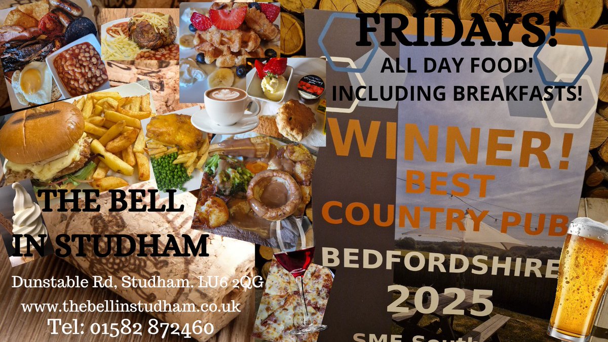 TheBellStudham's tweet photo. We're open! Enjoy the sun &amp; familiar favourites including #breakfast all day! Just minutes from #WhipsnadeZoo #DunstableDowns #golf in Studham Bedfordshire. 01582 872460 Awardwinning #countrypub #placestoeat #placestogo with a selection of gifts, large carpark &amp; garden with views https://t.co/TwNum1gp93