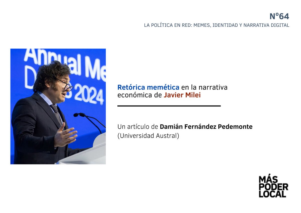 MasPoderLocal's tweet photo. 👉"Retórica memética en la narrativa económica de Javier Milei".

Una investigación de Damián Fernández Pedemonte.

🔗Disponible en: https://t.co/iKQiz4ixNF https://t.co/SYGHiDnT1x
