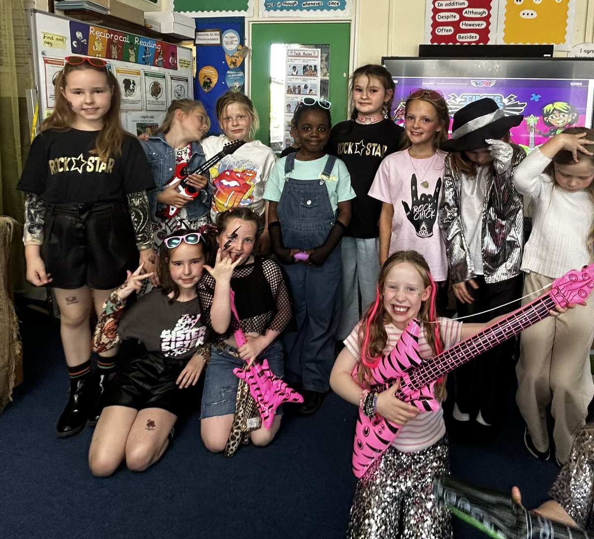 tankersleyspy3's tweet photo. We really enjoyed dressing up for our special TT Rockstars day and celebrating our amazing progress in learning the times tables since September. 
Well done everybody! 🎶🎶 https://t.co/0HqCBTfX4x
