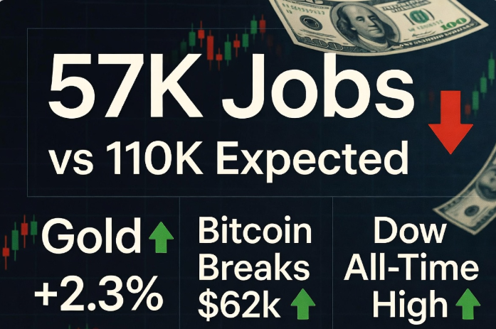 HollowBreeee's tweet photo. 1/5
57,000 jobs. Expected: 110,000.

Dollar — worst day in two weeks.
Gold — up 2.3%.
Bitcoin — through $62,000.
Dow — all-time high.

Le Bon published a manual for understanding this in 1895.
#MarketPsychology #LeBon https://t.co/8taC5Yxiqt