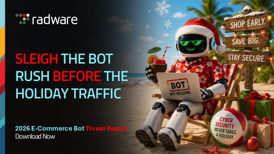 radware's tweet photo. The holidays may be months away, but bad bots are already preparing.

Carding attacks jumped 15x. Fake account registrations grew 7x. Bad bots are closing in on human traffic.

Download the report: https://t.co/Q48kiCfA3X

#AI #CyberSecurity #BotManagement #Ecommerce https://t.co/oJSIv6hGpr