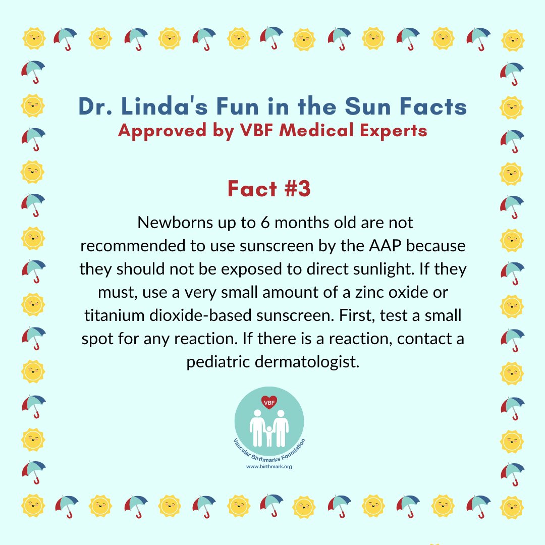 VBirthmarks's tweet photo. Summer is here in the Northern Hemisphere! ๐
#VBF wants you to know how to best protect your vascular birthmark from the effects of sun exposure. Click https://t.co/UE3lsNVQVR to download Dr. Lindaโs VBF Fun in the Sun Sheet.
#suncare #vascularbirthmarks #skinprotection https://t.co/JomUXBS1ZV