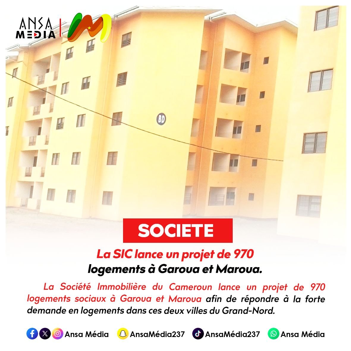 AnsaMedia237's tweet photo. La SIC lance un projet de 970 logements à Garoua et Maroua.

Lire la suite ici : https://t.co/sH2vooOlhK
#Cameroun #LogementSocial #SIC #GrandNord #Garoua #Maroua #Urbanisme #AnsaMedia https://t.co/x70Kdzw3ej