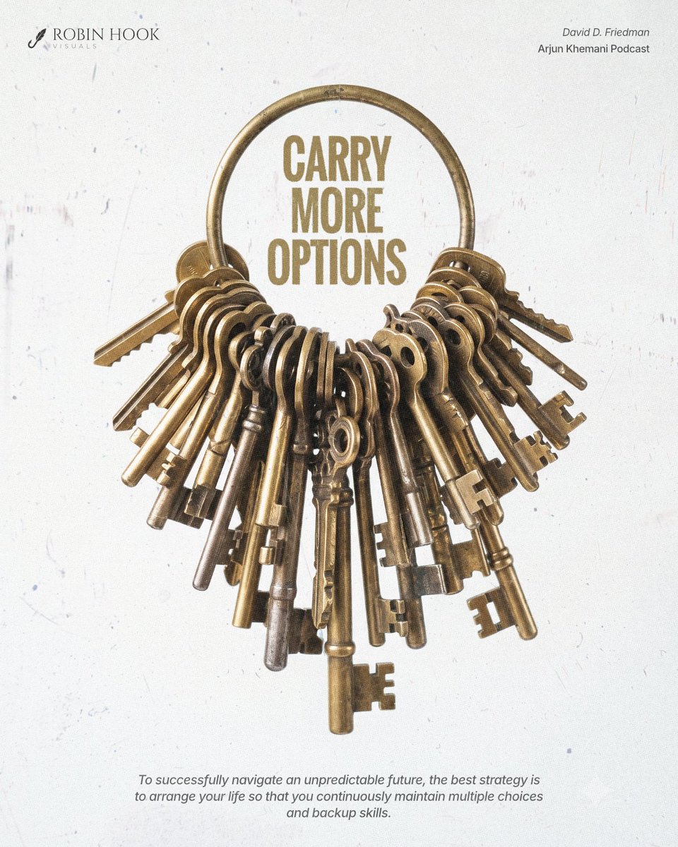 RobinHookVisual's tweet photo. To successfully navigate an unpredictable future, the best strategy is to arrange your life so that you continuously maintain multiple choices and backup skills. https://t.co/cUYRI5HTEr