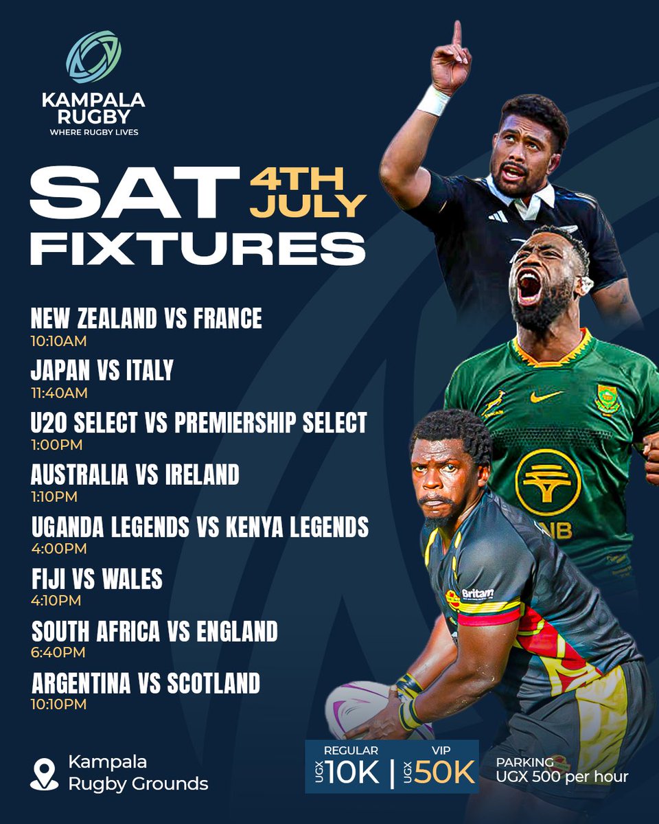 KampalaRugby's tweet photo. Spend the whole day with us tomorrow! 

We’ll be screening all the matches on our big screens, leading up to our main event.

🍳 Start your day right with a delicious breakfast, served from the morning.

Gates open at 8:00 AM.
#KampalaRugby #LegendsCup2026 https://t.co/8NgsZETXrx