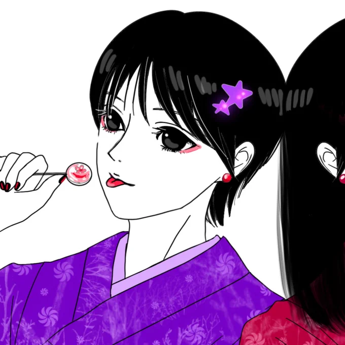 今夜は次女と二人きり 時間がゆっくり流れてる感じがします 穏やかな金曜日 今日もお疲れ様でした #お絵描き #お疲れ様 #着物