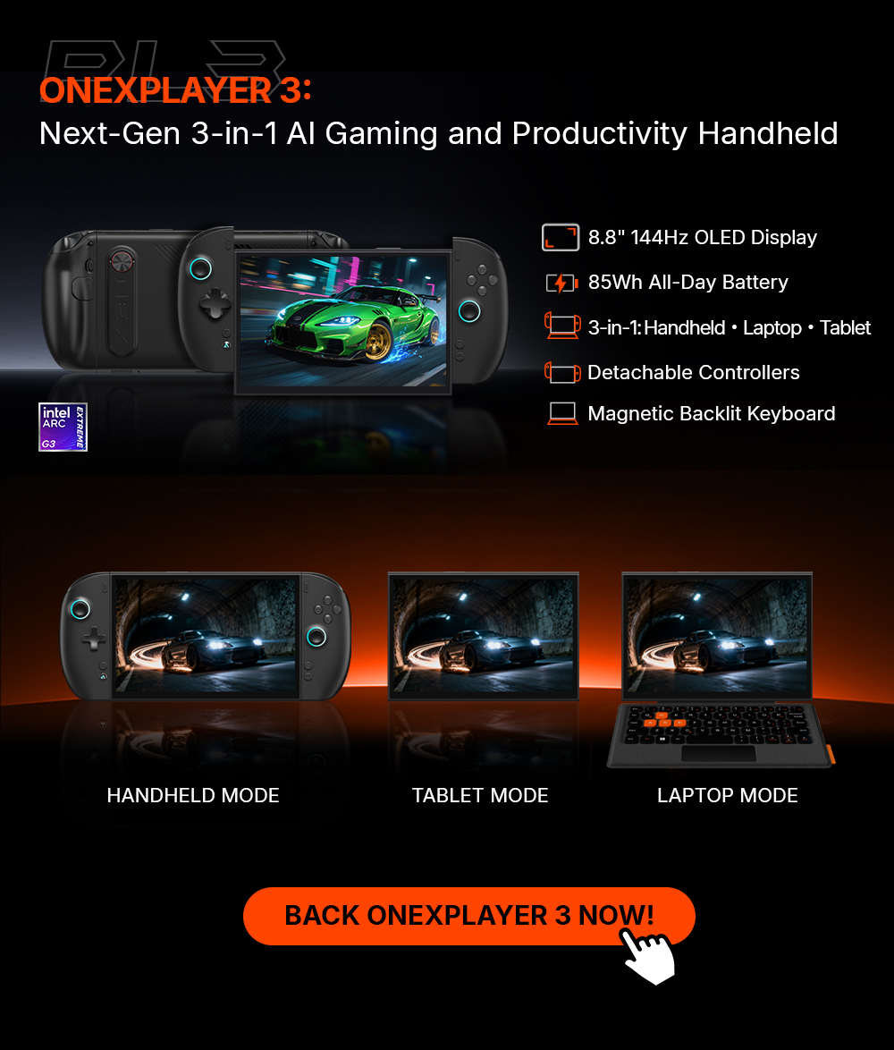 OnexPlayer_'s tweet photo. 🔥 $1.6 MILLION+! ONEXPLAYER 3 IS UNSTOPPABLE! 🔥
The community has spoken: This is the journey of a true champion! 🏆 Over 970+ backers and still growing FAST! 🚀
Don't miss the hype and the best pricing!
Secure yours now! 👇
🔗 https://t.co/YZcA2l5gUU
#ONEXPLAYER3 https://t.co/rJlP025iyH