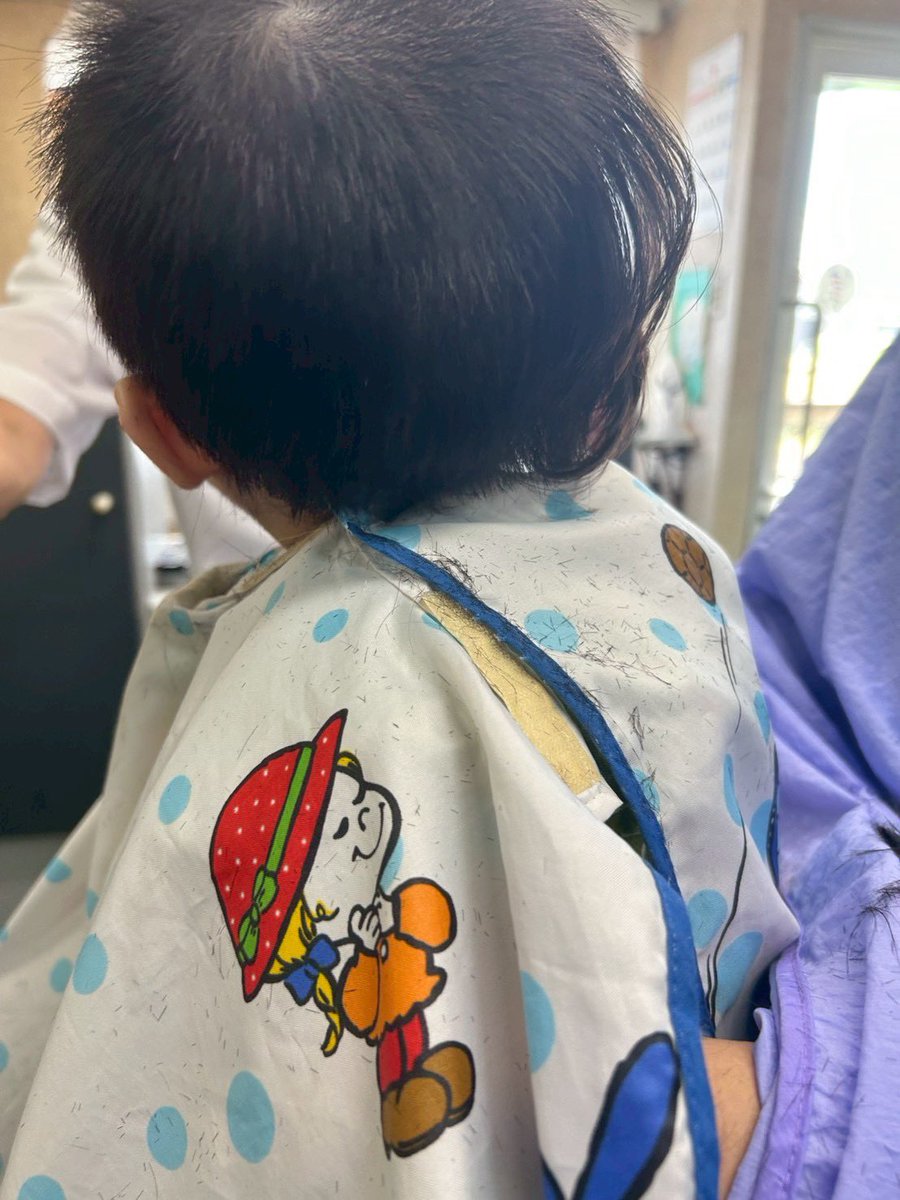 ShunWolf's tweet photo. 今日は予約してたベビーカットへ

うまれてからずっと長かった髪の毛
女の子に間違えられてたけどこれで男前だぞ！！

本人も満足してそうです https://t.co/AGF6gMW0kw