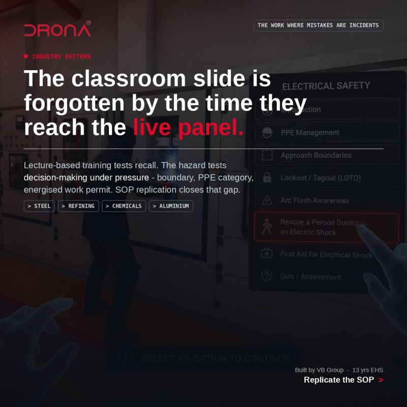 dronavr's tweet photo. Arc Flash Safety Starts with Better Training.
Prepare your workforce with Drona® VR's immersive Arc Flash Safety Training and help teams recognize hazards, work safely, and reduce electrical risks.
https://t.co/U92wc6xskY
#ArcFlashSafety #ElectricalSafety #VRTraining  #Drona #VR https://t.co/NmJ1QvIfNW