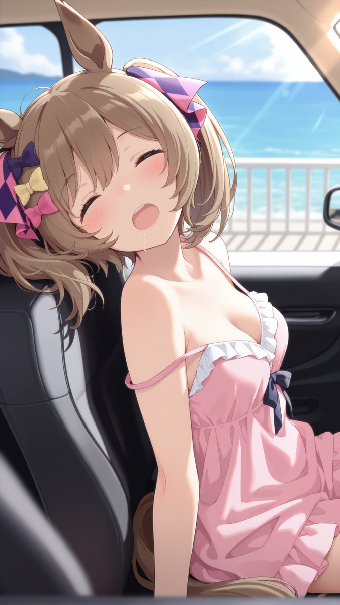 aiokazu_19's tweet photo. 「いいですかファル子さん、トレーナーさんの車に乗せてもらって暫くしたら寝たふりをするんです。そのまま寝入ったり、だらしない姿を決して見せてはいけませんよ、いいですね？」 https://t.co/jscuS7xxZJ