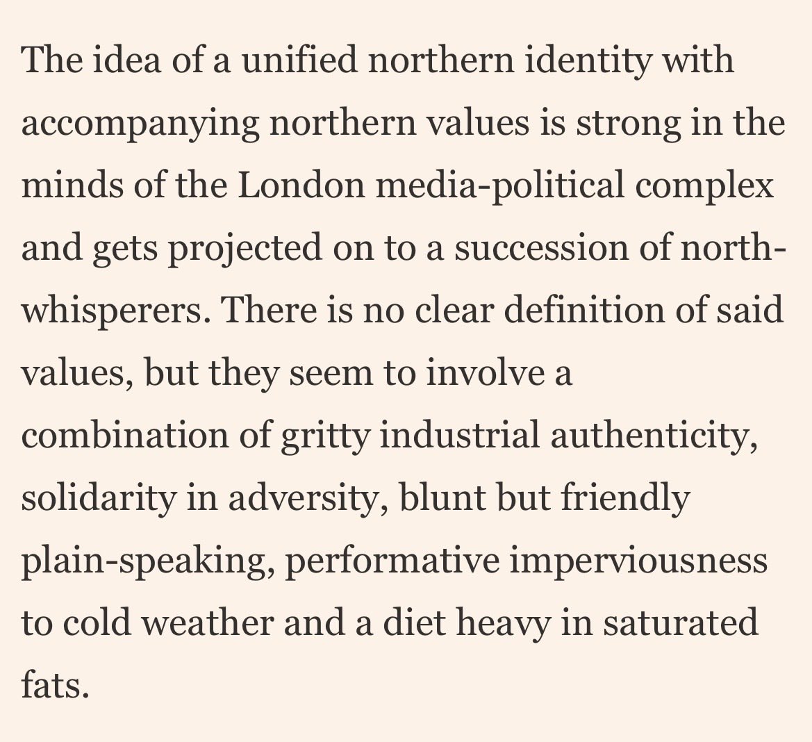 gideonrachman's tweet photo. Excellent summary by Alan Beattie of what “the north” evokes in London https://t.co/oa5AT79GlO