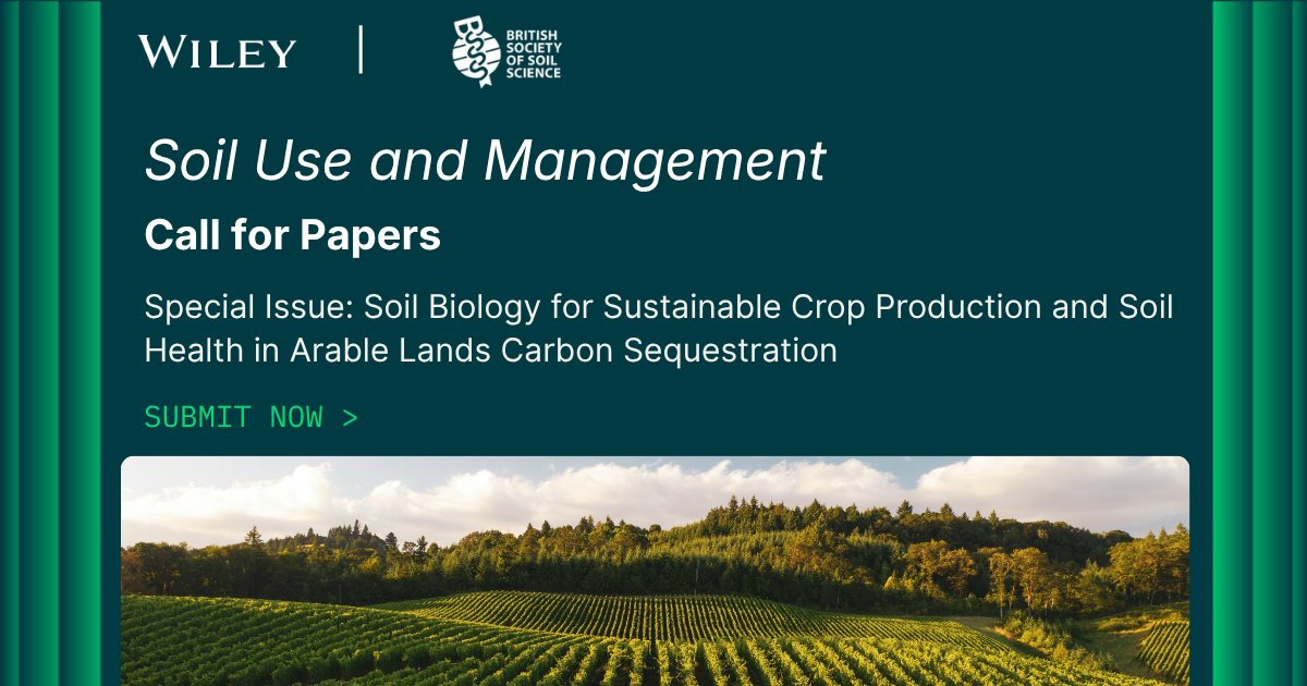 WileyEcology's tweet photo. We’re seeking the latest research on progress in soil microorganisms, soil health &amp; arable land productivity, including studies exploring mechanisms, innovations &amp; models that enhance arable land performance &amp; resilience. 

Find out more! https://t.co/cNwECo4iFK

@Soil_Science https://t.co/I8hxjcHSBk
