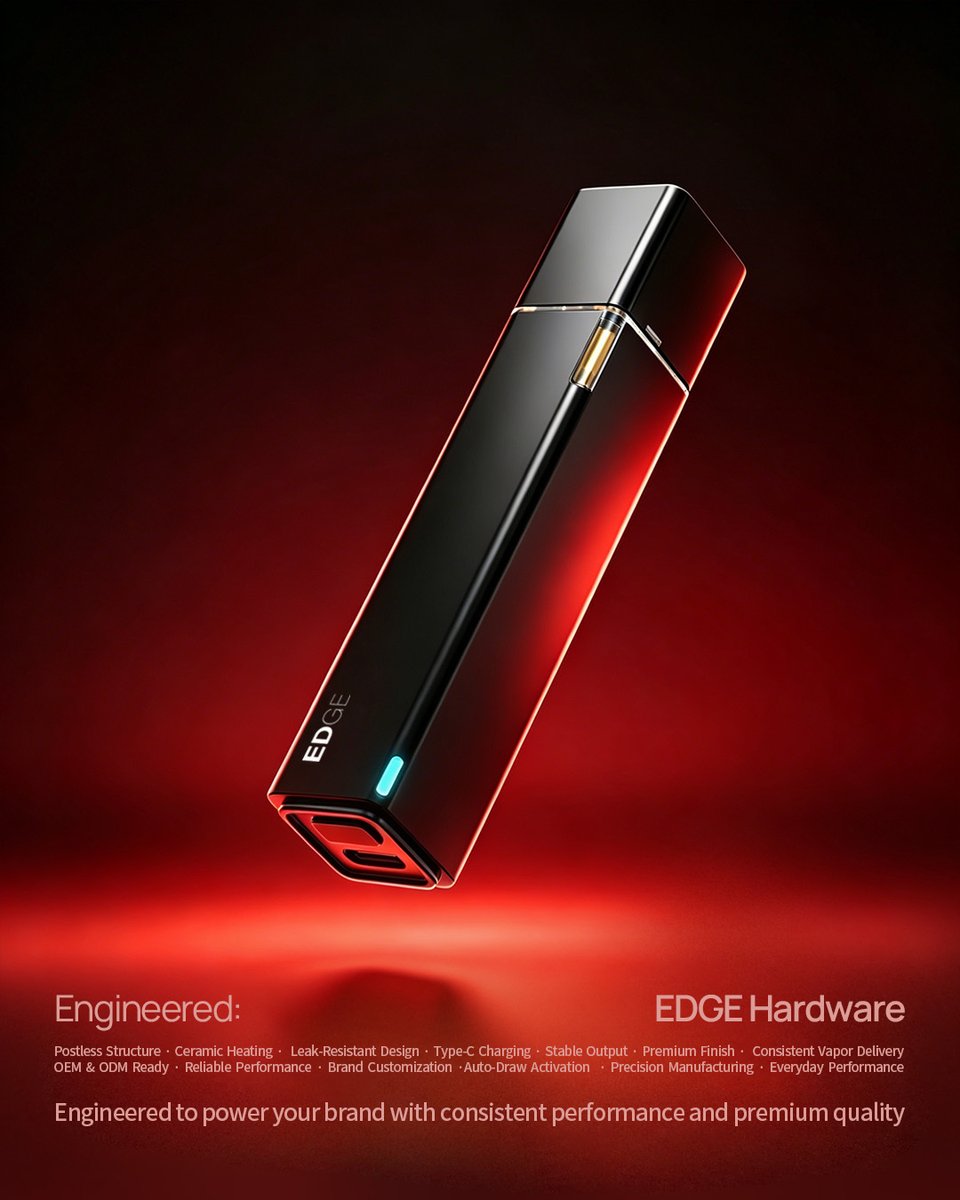 nextvaportech's tweet photo. EDGE Hardware

✔ Postless structure
✔ Ceramic heating
✔ Stable output
✔ Smooth vapor delivery
✔ OEM &amp; ODM customization ready

From performance to appearance, EDGE is built to support consistent product quality and stronger brand value. https://t.co/gvB8fRzWfY