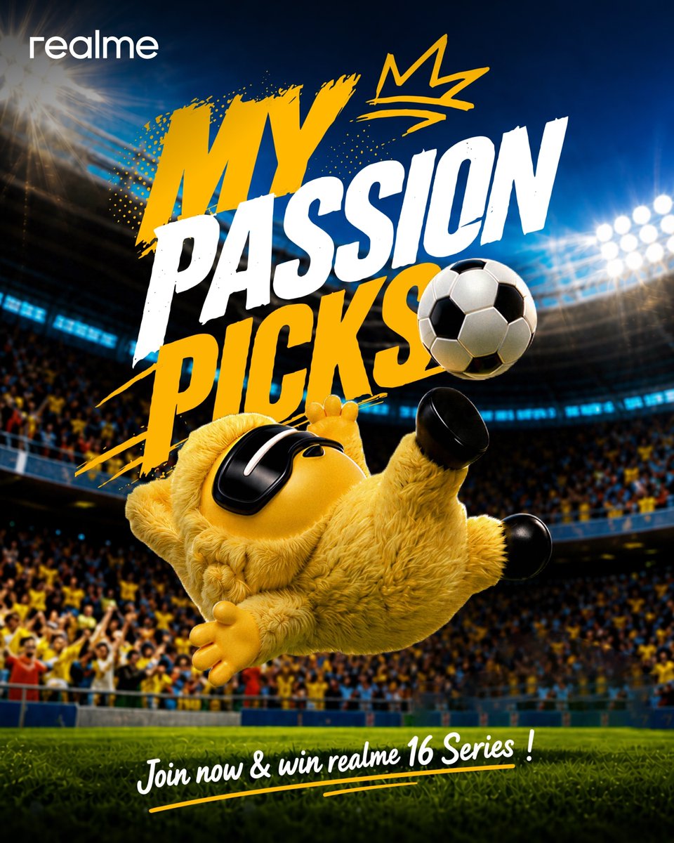 realmeglobal's tweet photo. 🔥 The knockout stage is here! Think you can predict the winners?

Join My Passion Picks! and make your match picks. Whether you trust your favorite team, the stats, or your football instincts, every correct pick earns you Gems!

⚽ How to Play
• Pick an available match in My Passion Picks!
• Submit your prediction before the match starts.
• Earn Gems for every correct prediction.
• Later matches offer even bigger Gems rewards!

🎁 Redeem Rewards
Collect Gems to redeem rewards, including the realme 16 Series, realme Buds, RFC merchandise, store coupons, and Community Coins.

Link is here: https://t.co/rzsi58xRlU

Make your picks now and see how far your football instincts can take you! ⚽
#StandOutinMyField #realmecommunity