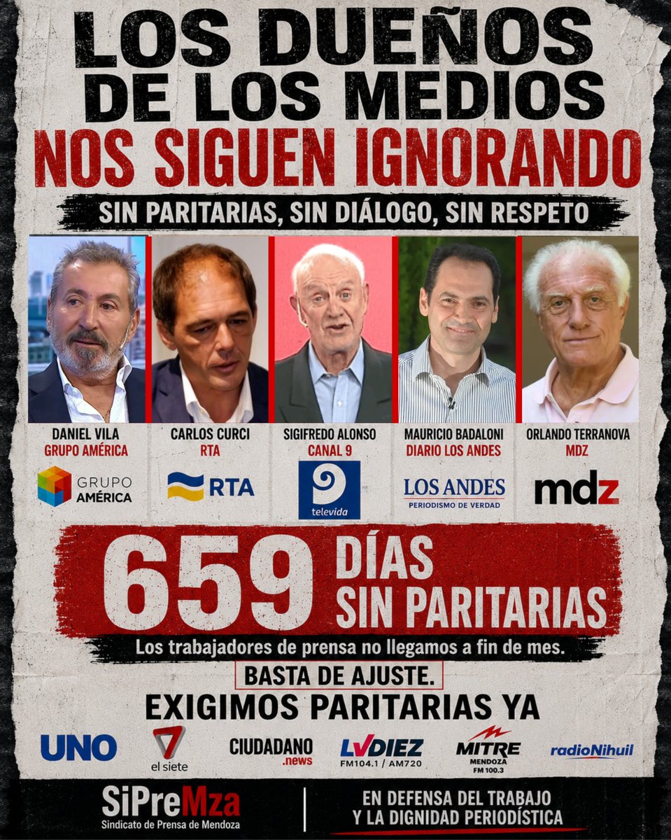 SiPreMza's tweet photo. 🔴 PARITARIAS YA 🔴
#Prensa #Mendoza #sueldos https://t.co/dF7MqIFCOK