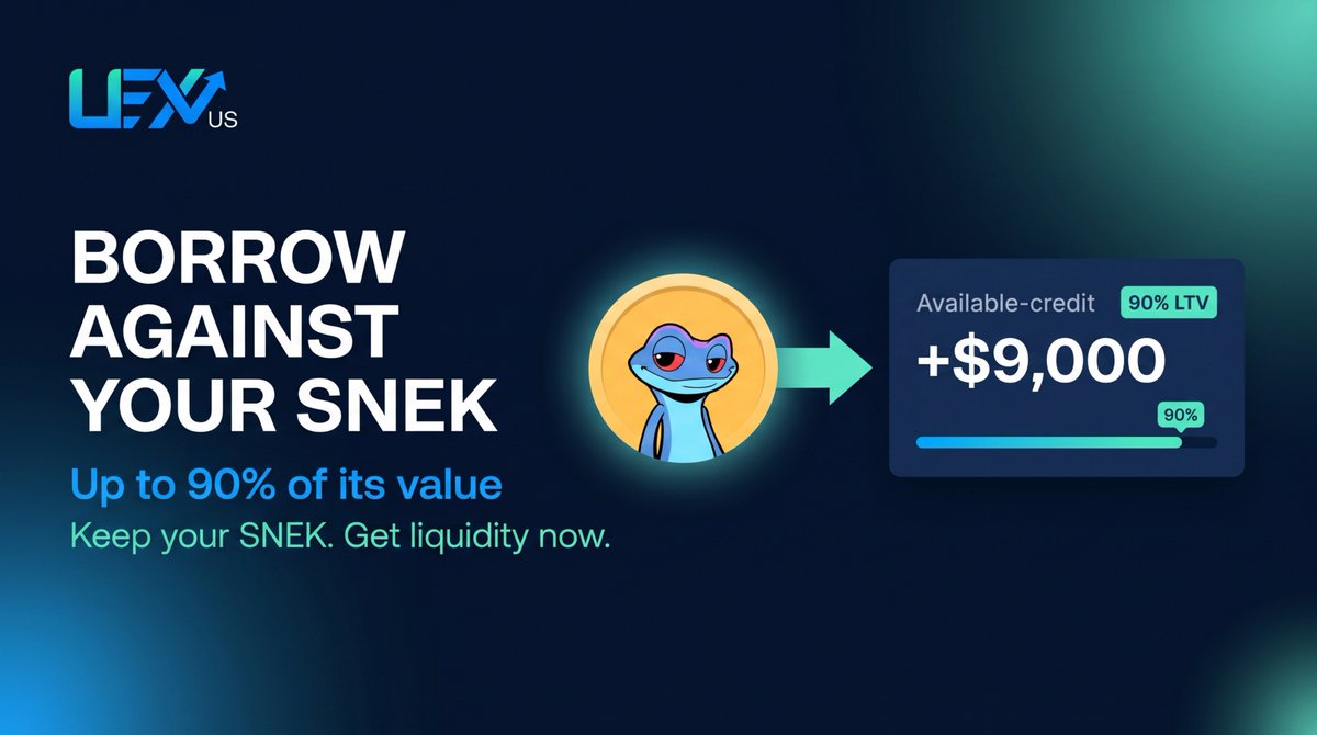 uex_us's tweet photo. Need cash but not ready to sell your SNEK?

Borrow against your SNEK on UEX US, up to 90% of its value:

- Keep your SNEK, get liquidity now
- Borrow up to 90% LTV
- No credit check, funded on the platform

Borrow now at UEX US!