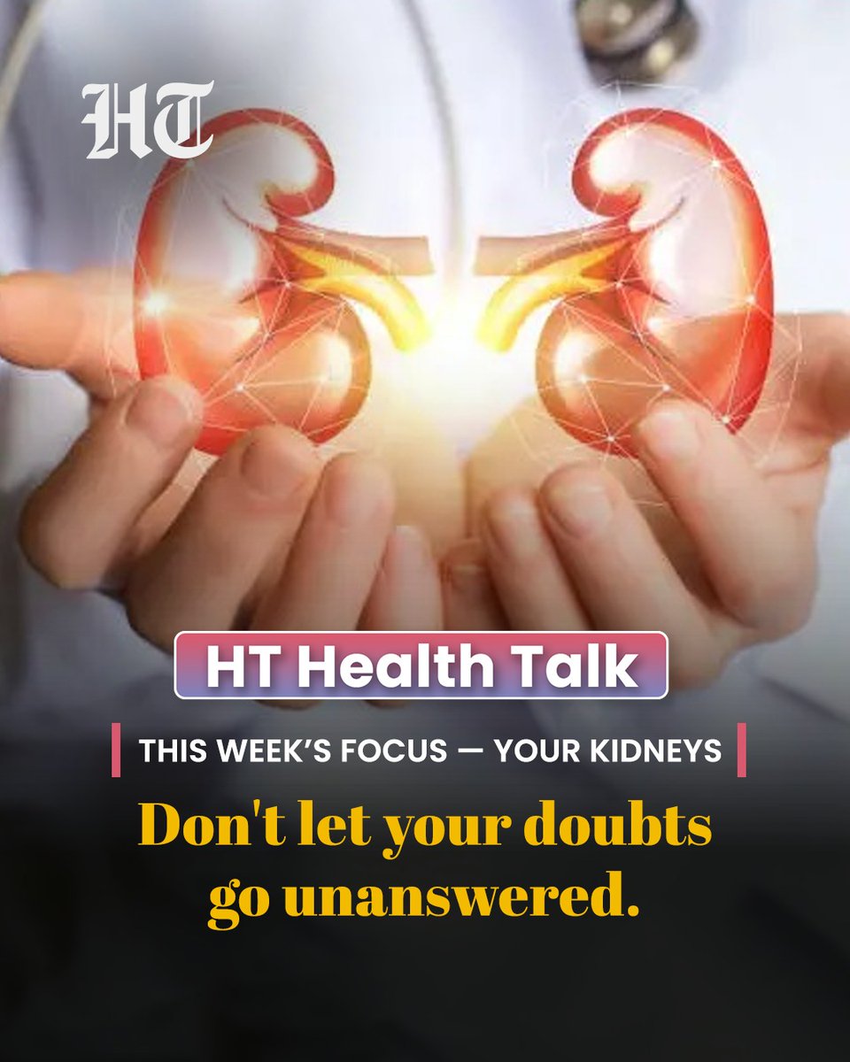 htTweets's tweet photo. #HTHealthTalk | Your kidneys filter 24/7 to keep you healthy. Yet kidney disease is surging across India — and it’s called the ‘silent killer’ for a reason.
Got questions? We’re taking them straight to the top nephrologists and kidney specialists of India.
Managing a condition? Just being proactive? Drop your queries below. No question is too small. Ask now.
More stories: https://t.co/GM8axoXLca
#HTHealthTalk #KidneyHealth #KidneyCare #AskTheExpert #PreventiveHealth #DiabetesAwareness