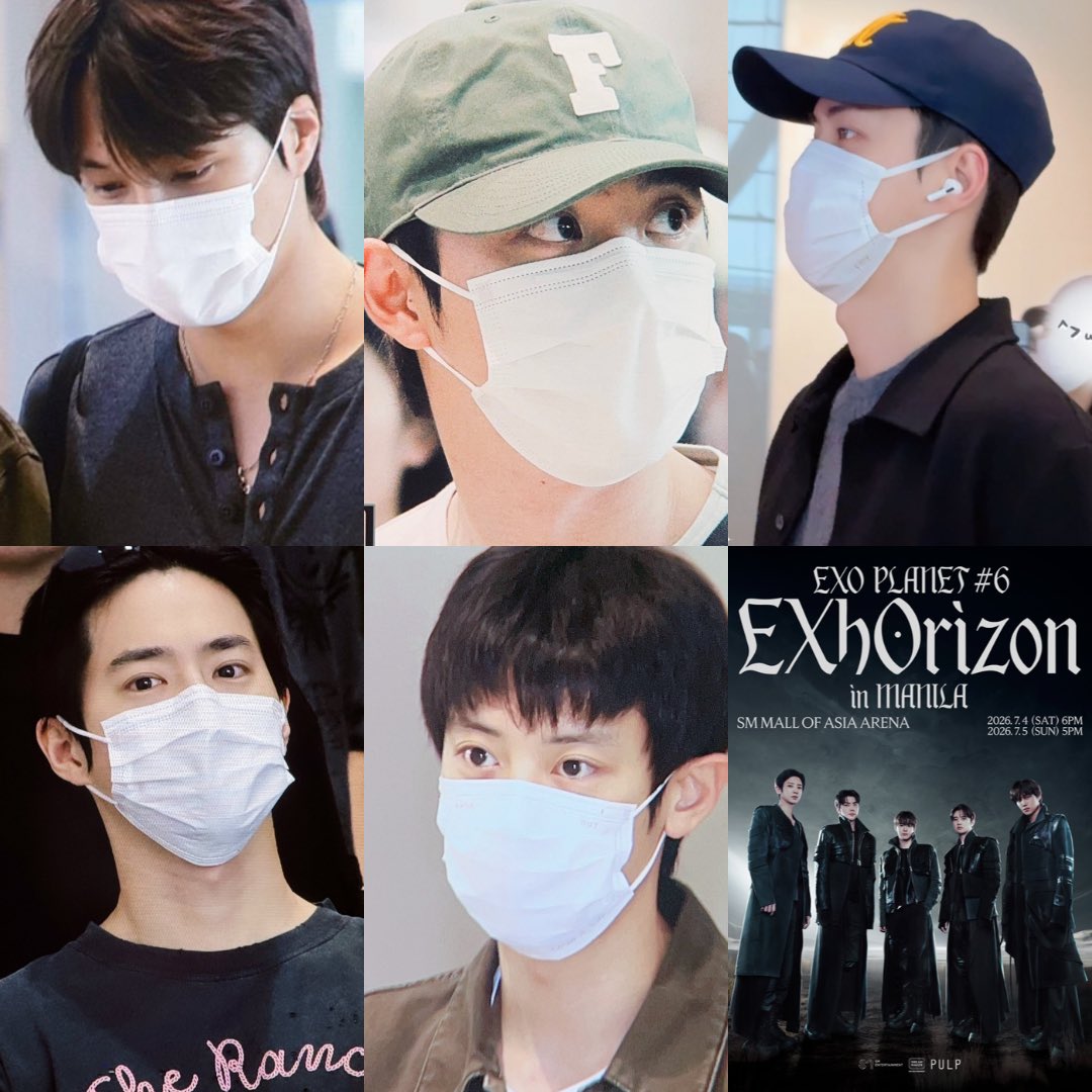 philconcerts's tweet photo. On the way to Manila 🇵🇭 EXO’s Suho, Kai, Chanyeol, D.O, and Sehun at the Incheon Airport on the way to the Philippines for their two-day sold-out #EXhOrizoninMANILA this weekend at the MOA Arena! https://t.co/waoqka3Bc7