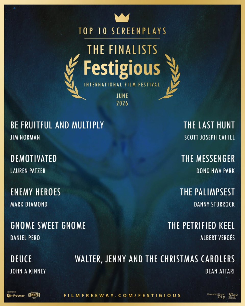 aightcreat86892's tweet photo. THE MESSENGER — Top 10 Screenplays Finalist 🏆
at Festigious International Film Festival

Named among the Top 10 Screenplay Finalists this time.

Being recognized for the story itself means more to me than anything.

Thank you @festigious 🙏 https://t.co/QvYHFUG6kp