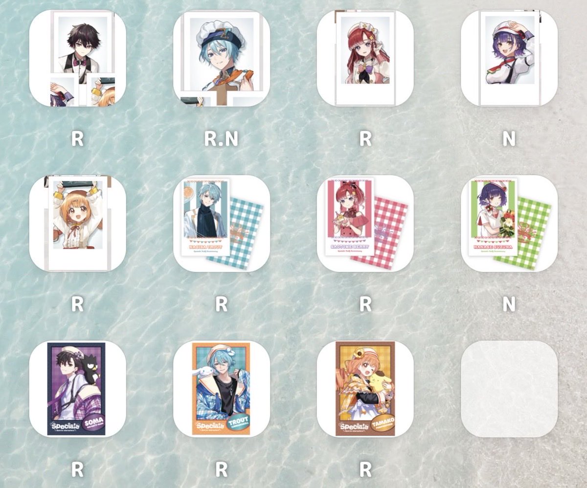 mumu_ysmr_0703's tweet photo. 【交換】にじさんじ Speciale サンリオキャラクターズ ランダムフォト風カード

譲:画像1(♡＝R)

求:画像2(コンプ目的含みます)

＊お声掛けの際は検索避けにご協力下さい
＊リトリン一読もお願い致しますhttps://t.co/CdqqkjwZUB

⚠︎︎譲Rは同種Rとの交換のみ
N2↔R1〇
お気軽にお声掛けください🙌🏻 https://t.co/WPF8p5XFZr