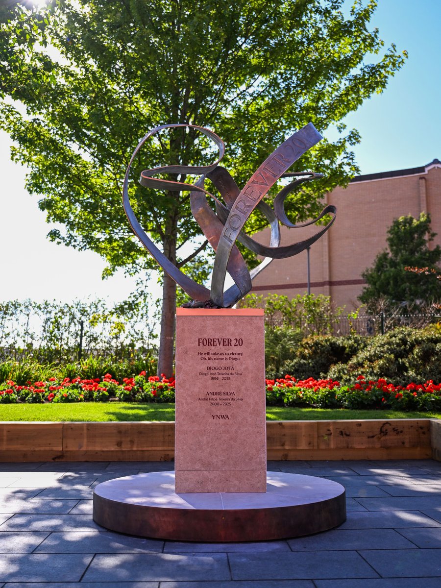 footballontnt's tweet photo. Liverpool have installed a permanent memorial at Anfield in tribute to Diogo Jota and his brother André Silva, one year on from their tragic passing ❤️ https://t.co/8xhSWYPwKg