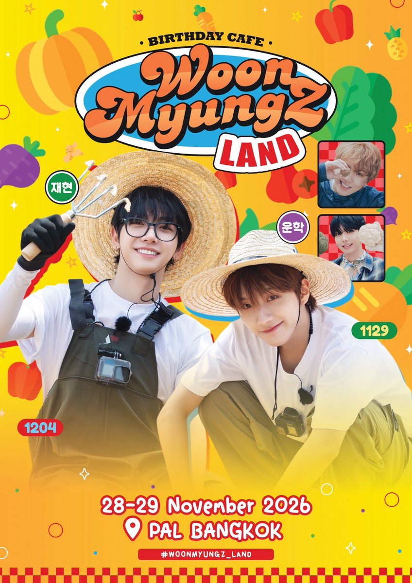 WOONHAK_SUPPORT's tweet photo. BIRTHDAY CAFE WOONMYUNGZ LAND

DATE : 28-29 NOVEMBER 2026
📍: PAL BANGKOK [ Thailand ]
⏰ : 9.00-18.00 น.

Special Giveaway : 300 Sets 

#WOONMYUNGZ_LAND
#BOYNEXTDOOR https://t.co/yh58cuNu68