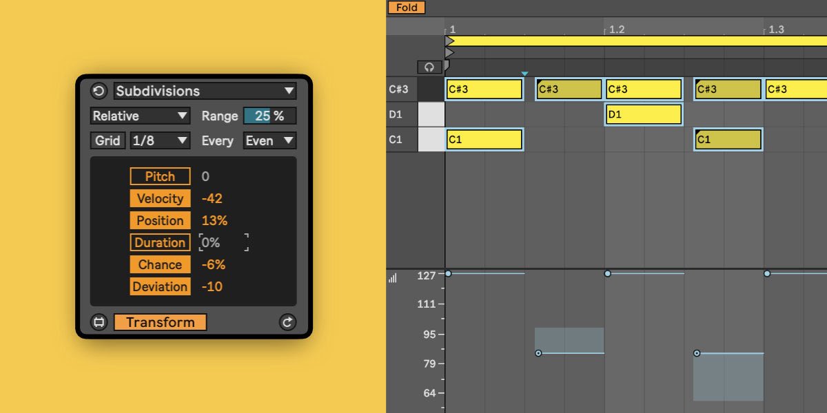 audioswiftapp's tweet photo. LAST DAY! Get Subdivisions MIDI Tool for Ableton Live with 30% off using code GOLDENFROG30. 

Useful to add feel to MIDI clips, by having precise control of the separation between the on-beats and the off-beats (swing), and the dynamics between them.

https://t.co/hbXn7nF3DS https://t.co/7bYhY1soQW