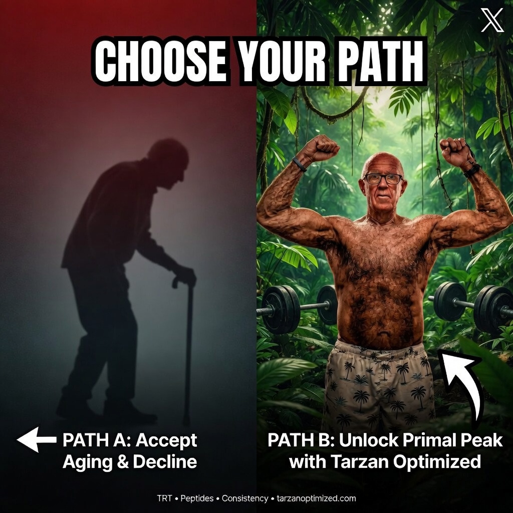 TarzanCrypto's tweet photo. Most men accept decline after 60. I chose optimization.
TRT + Peptides + Consistent Training = A body that defies age.
This isn’t magic. It’s biology.
Learn my exact protocol: https://t.co/o9VQjZnKwu
#Biohacking #Peptides #TRT #Longevity #PrimalPeak #TarzanOptimized https://t.co/ShYvbtoLLT