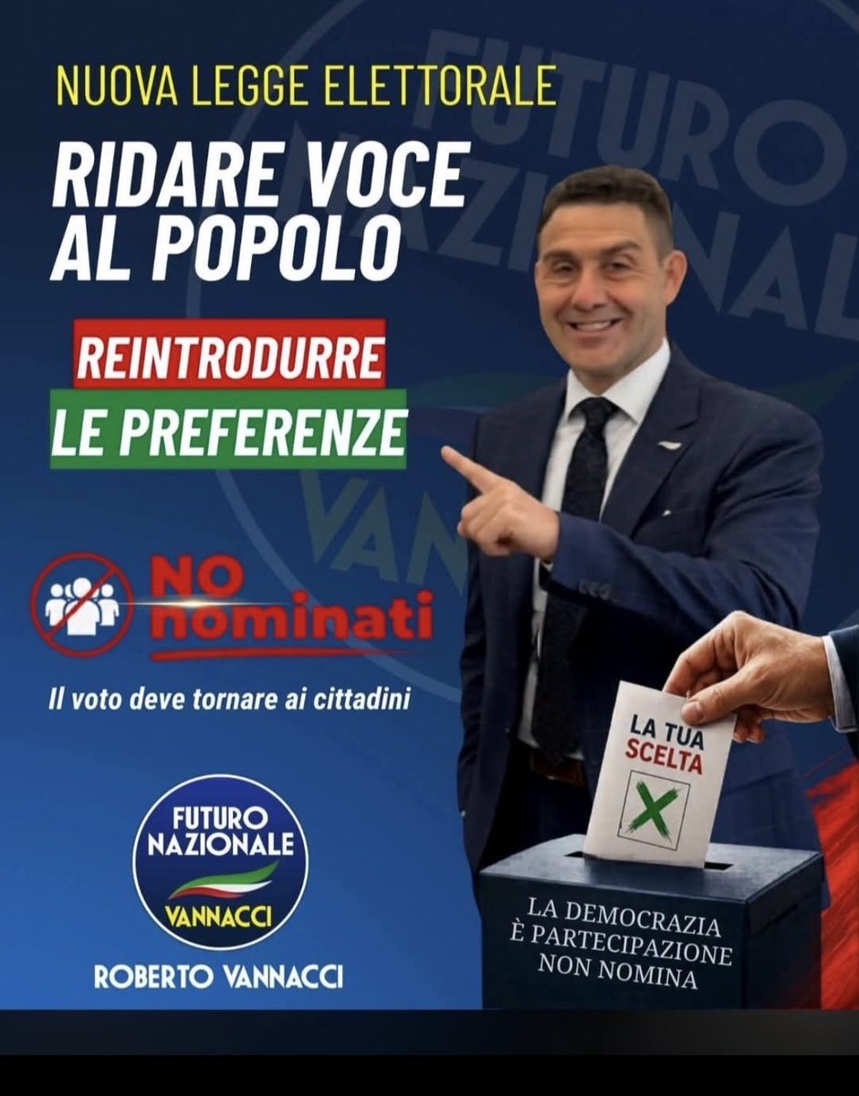 GhisolfiBeppe's tweet photo. Vannacci : NO AI NOMINATI .
Ci vogliono le preferenze come chiedono gli italiani . Contrari Salvini e Craxi . Ecco perche’ il Generale ( se va da solo ) fara’ il pieno di voti , https://t.co/gKRwhCgoPM