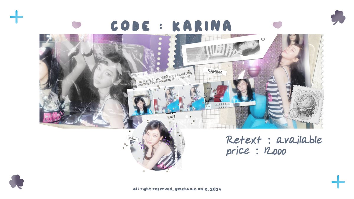 mzhuxin's tweet photo. help reposti!! 

hai aku punya layout ready stock Karina,  Winter, Giselle &amp; Ningning konsep kiss n tell iaaaa yang berminat bs sung dm ak!! 

#zonauang https://t.co/8LQIJAzAXd