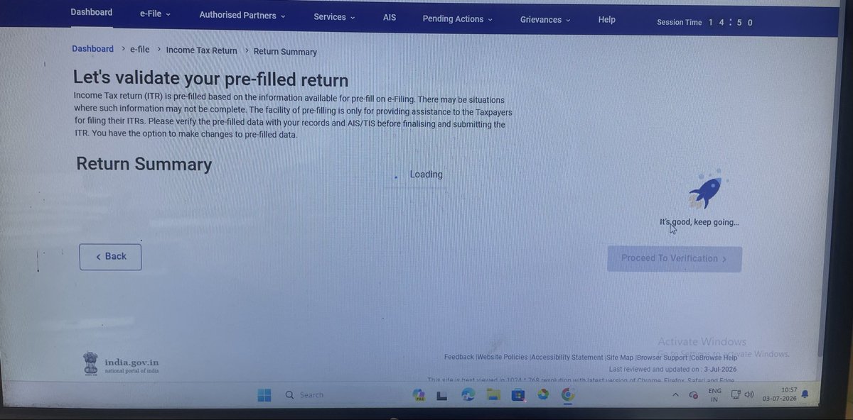 Ca_Bhab's tweet photo. It’s 3rd July &amp; the portal 
Not able to validate  returns for submission 
@IncomeTaxIndia kindly resolve this issue https://t.co/cUNPZ07SAL