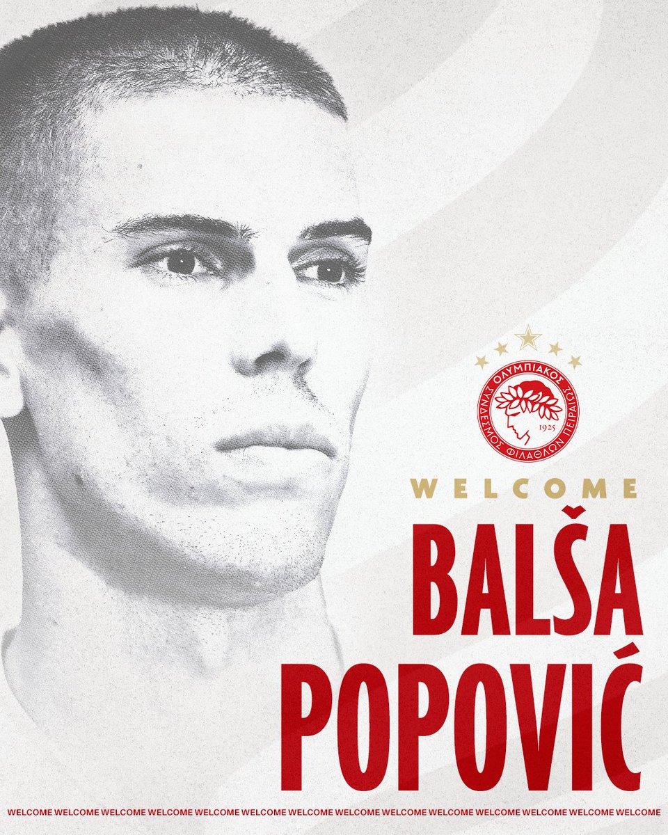 olympiacosfc's tweet photo. A new chapter begins. Welcome, Balša Popović https://t.co/UuGdt4KSl5