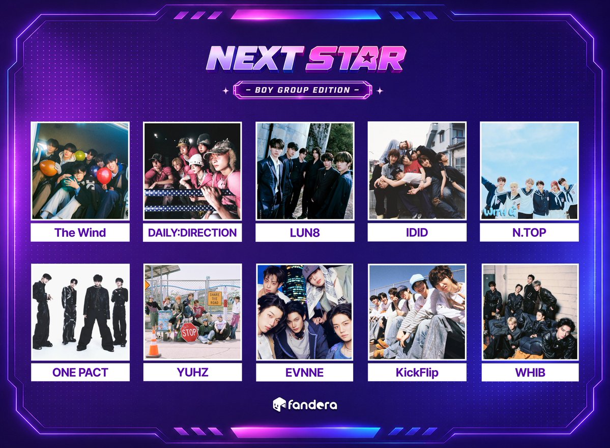 Fandora_ofcl's tweet photo. NEXT STAR - Boy Group Edition OPEN! 🎉
#더윈드 #TheWind
#데일리디렉션 #DAILYDIRECTION #DD
#루네이트 #LUN8
#아이딧 #IDID
#엔탑 #NTOP
#원팩트 #ONEPACT
#유어즈 #YUHZ
#이븐 #EVNNE
#킥플립 #KickFlip
#휘브 #WHIB
Go to vote
🔗 https://t.co/FXOOy6bvmc
🗓️~7/9 3PM (KST)
💝보상 : 신촌 U-plex 전광판 & 지하철 DID 패널