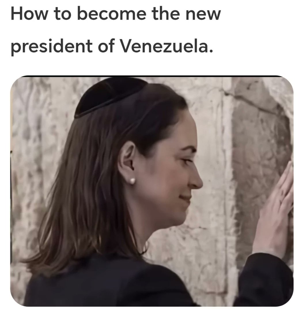 DailyMarcher's tweet photo. She is Maduro's opponent who got the peace prize🤡

F*ck that Zionist🖕

Can I get a thumbs up from BASED people?👍👍 https://t.co/frme76fwHP