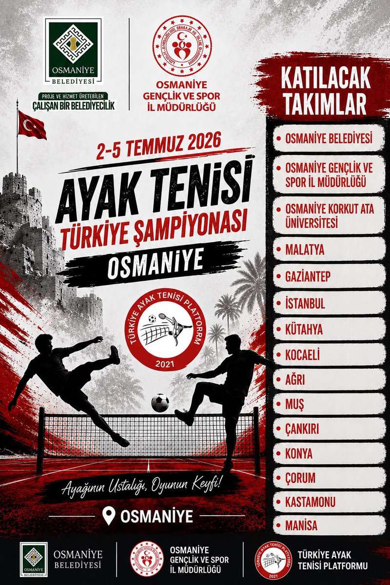 mustafasunkur's tweet photo. 2026 Ayak Tenisi Türkiye Şampiyonası 
Teknik Toplantı 
@OA_BAK 
@hamzayerlikaya 
@gencliksporbak 
@GSBsporgm 
@ibrahimcenet80 
@osmaniyebld 
@gsbosmaniye https://t.co/Q6jbqyFpXO