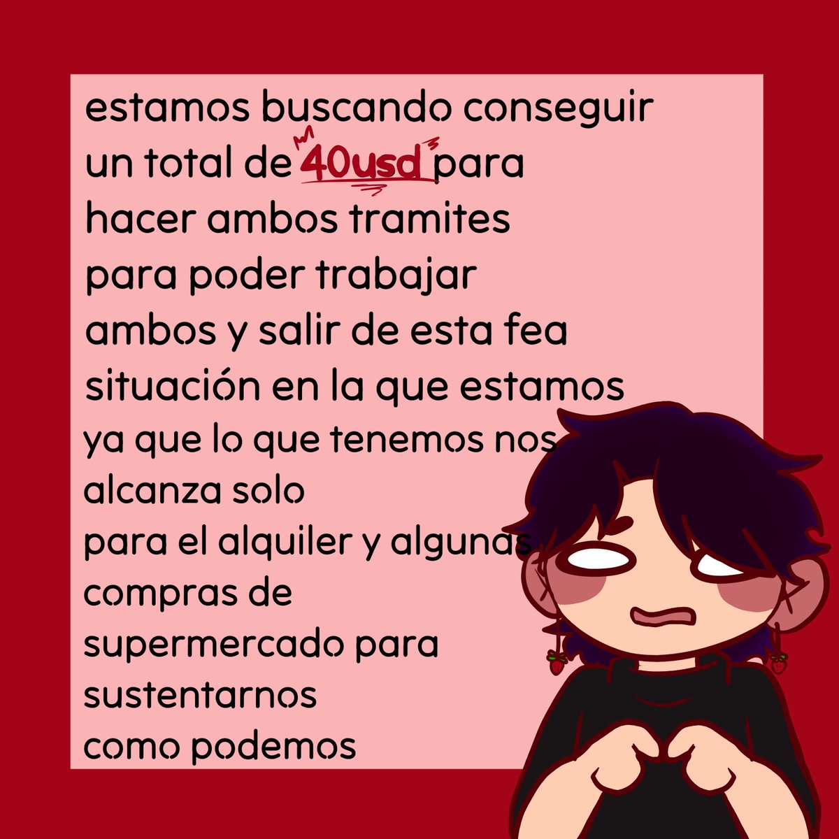 nightberryrod's tweet photo. Abrí comisiones de emergencia.
Mi pareja y yo estamos pasando por una situación económica complicada y cualquier comisión o RT nos ayuda muchísimo.
#ComisionesAbiertas #EmergencyCommissions #ArtCommissions #ArteDigital #SupportArtists https://t.co/52x83UchEH