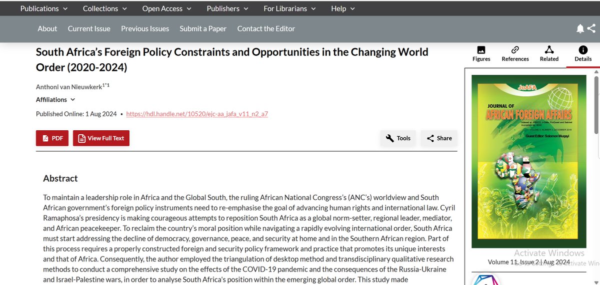 MbekiSchool's tweet photo. #ScholarshipFriday

Today's article is by Prof Anthoni van Nieuwkerk and it is titled "South Africa’s Foreign Policy Constraints and Opportunities in the Changing World Order (2020-2024)".

You can access it here: https://t.co/9cocHzzJi6

Abstract: To maintain a leadership role in Africa and the Global South, the ruling African National Congress’s (ANC’s) worldview and the South African government’s foreign policy instruments need to re-emphasise the goal of advancing human rights and international law. Cyril Ramaphosa’s presidency is making courageous attempts to reposition South Africa as a global norm-setter, regional leader, mediator, and African peacekeeper.

To reclaim the country’s moral position while navigating a rapidly evolving international order, South Africa must start addressing the decline of democracy, governance, peace, and security at home and in the Southern African region. Part of this process requires a properly constructed foreign and security policy framework and practice that promotes its unique interests and that of Africa.