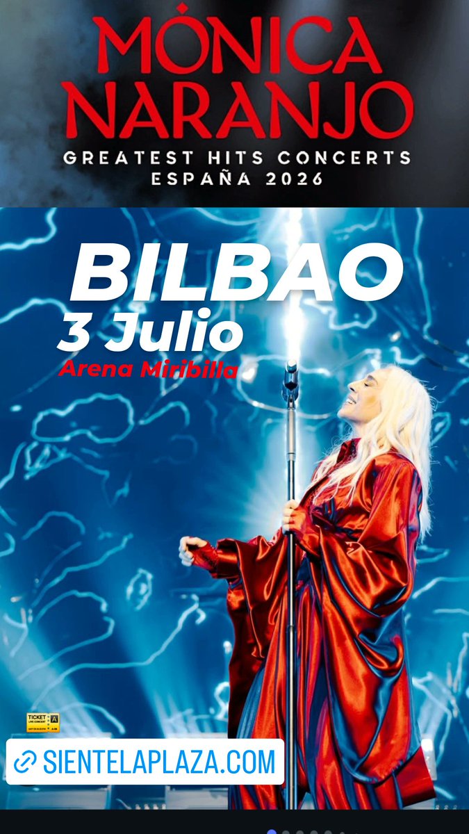 gusarapoelx's tweet photo. GAUR Uztailak 3!!!! Mónica Naranjo bere #greatestahitsconcerts bira berriekin ekin dio #Bilbao #Bilbo Arena Miribilla.
Azken sarrerak:
🎫https://t.co/iWIFrh0Ncw
#biscay #guipuzkoa #araba #donostia #euskadi #paisvasco #sansebastian #alava #vitoria #gazteiz #euskalherria #concierto https://t.co/CO1jr1no1g