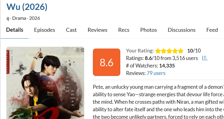 inimeuyah's tweet photo. #WUTheSeries
#WUTheSeriesFinalEP 
Now its time to give rating in MDL. Current overall rating is 8.6.
per episode rating are varies from 8.3 - 8.7.
we need more votes on ep 8 &amp; final episode (currently only +- 400 people)
https://t.co/KDvrwdTopg https://t.co/z8fufHBWta