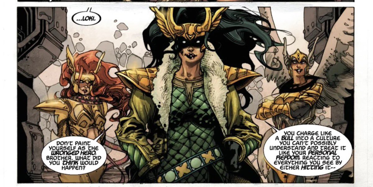 hexcoreism's tweet photo. I agree that the skin isn’t the best representation of her, but not because of their choice in making her more “feminine”. She isn’t ALWAYS androgynous- the nature of loki is that they can be whatever they want https://t.co/Yquu6MLMfh