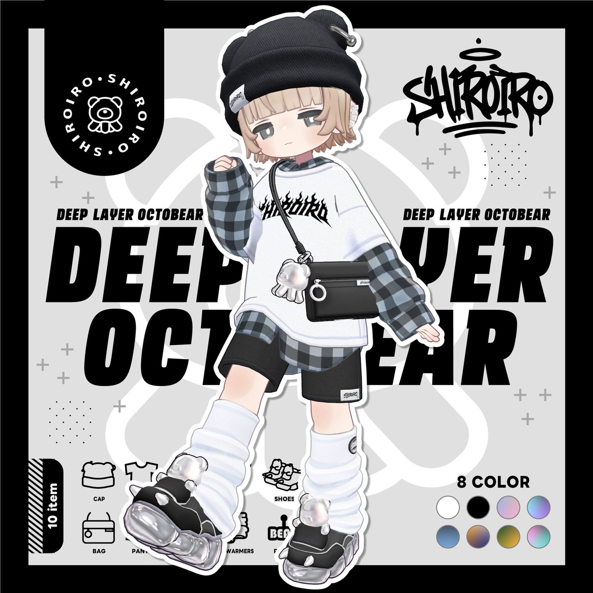 noco_3d's tweet photo. ご無沙汰しておりますSHIROIROです🥝
Vket公開に合わせて新作衣装を販売いたします🎉
EXメニューでTシャツの着脱やパンツ🔄スカート、レッグウォーマー🔄靴下を変更できる着せ替えが楽しめるお洋服になりました！
帽子に似合う髪型も同時に販売するのでお楽しみに～！
#VRChat #キプフェル https://t.co/c8cxnWSmBm