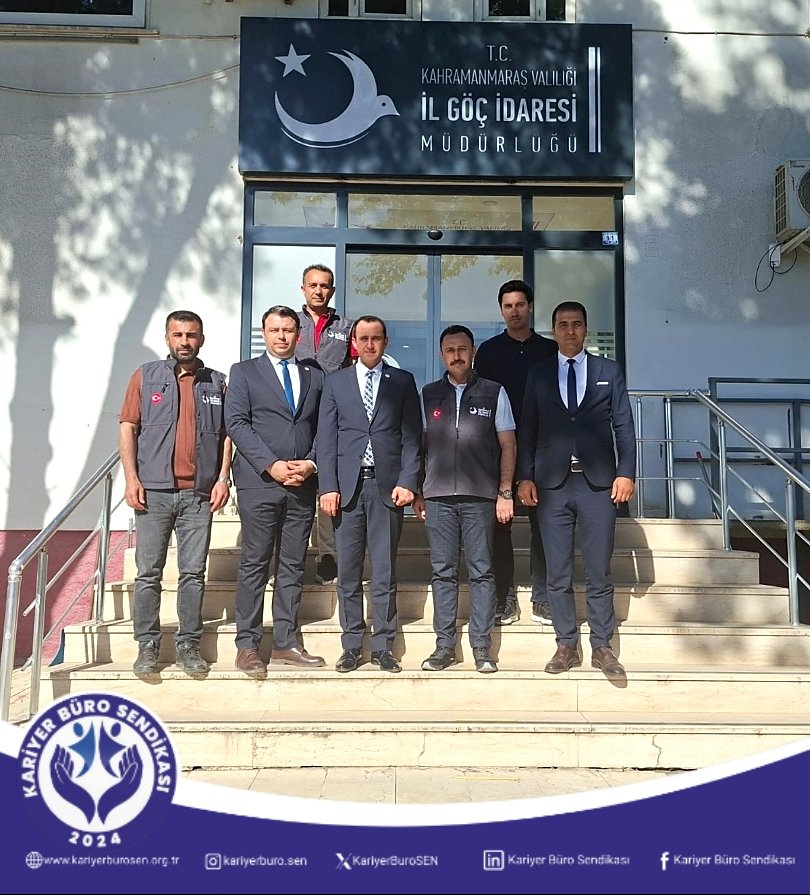 KariyerBuroSEN's tweet photo. Kariyer Büro Sendikası Genel Başkanımız Sayın Tolga AKGÜL ve Genel Başkan Yardımcımız Sayın Aykut EMİRAHMET, Kahramanmaraş Defterdarı Sayın Hüseyin EROL'u makamında ziyaret etmiştir.

Program kapsamında ayrıca Kahramanmaraş Defterdarlığı, Vergi Dairesi Müdürlükleri ve İl Göç İdaresi Müdürlüğünde görev yapan personelle bir araya gelinmiştir.

Gerçekleştirilen buluşmalarda sendikamızın yürüttüğü çalışmalar, hak mücadelesi ve gelecek dönem hedefleri hakkında bilgi paylaşılmış; çalışma arkadaşlarımızın görüş, öneri ve beklentileri dinlenerek karşılıklı istişarelerde bulunulmuştur.

Kariyer Büro Sendikası olarak, çalışma hayatına değer katan her görüş önemsenmekte; güçlü bir sendikal gelecek için sahadaki çalışmalarımız kararlılıkla sürdürülmektedir.

#KariyerBüroSendikası
#KariyerBüroSen
