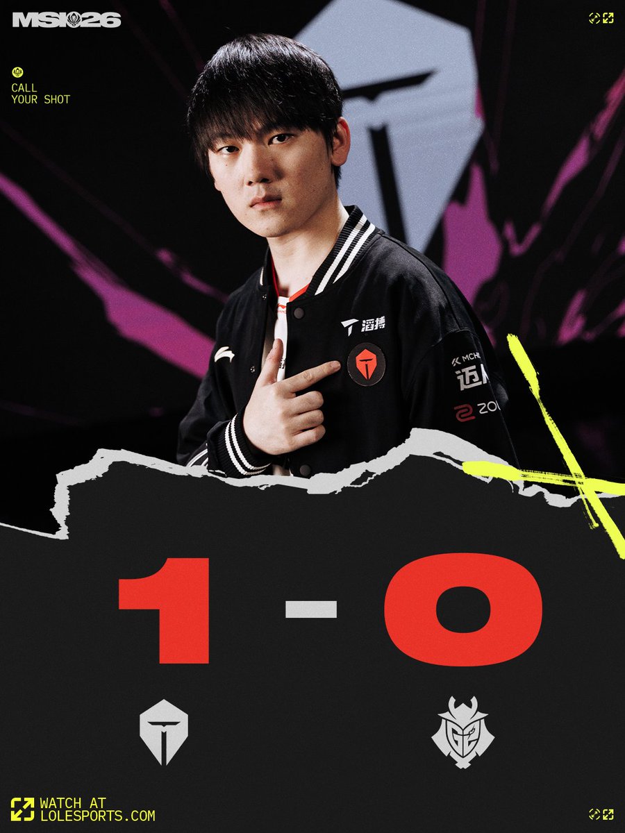 lolesports's tweet photo. First win secured for @TOP_Esports_! #MSI2026 https://t.co/SBwTYZ484M