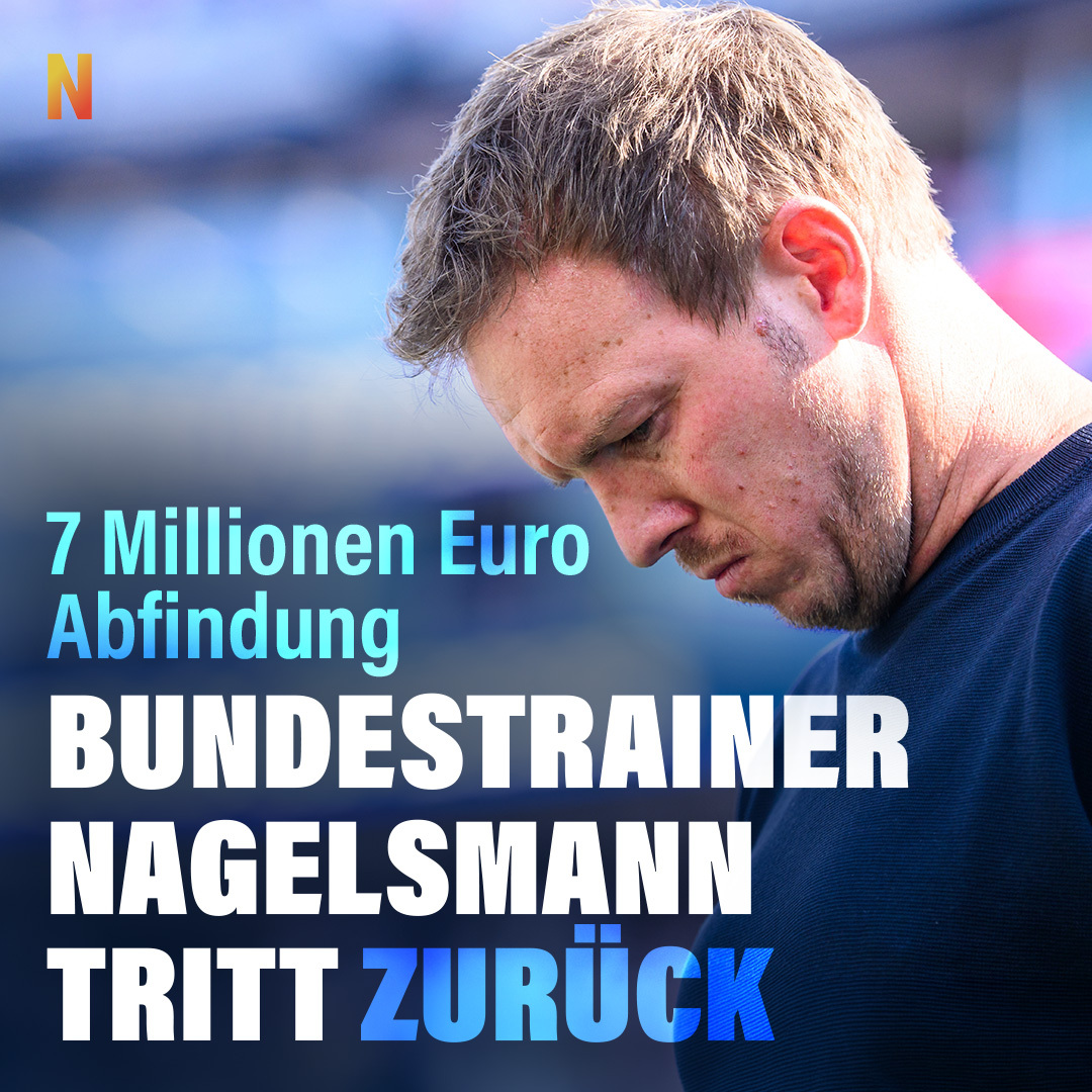 niusde_'s tweet photo. Bundestrainer Julian Nagelsmann soll übereinstimmenden Medienberichten zufolge in Kürze seinen Rücktritt erklären. Der 38-Jährige soll nach der Krisensitzung beim Deutschen Fußball-Bund am Donnerstag zu dieser Entscheidung gekommen sein.

https://t.co/eXXozYiVMX https://t.co/jtyi7MytWB
