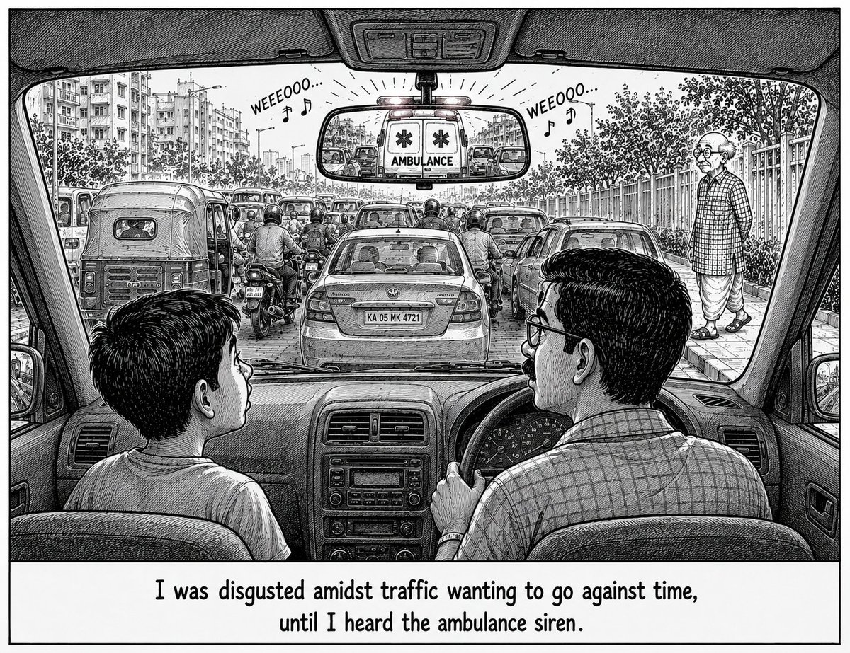 srichandis's tweet photo. I was disgusted amidst traffic, wanting to go against time, until I heard the ambulance siren. https://t.co/TlsDq45zgJ