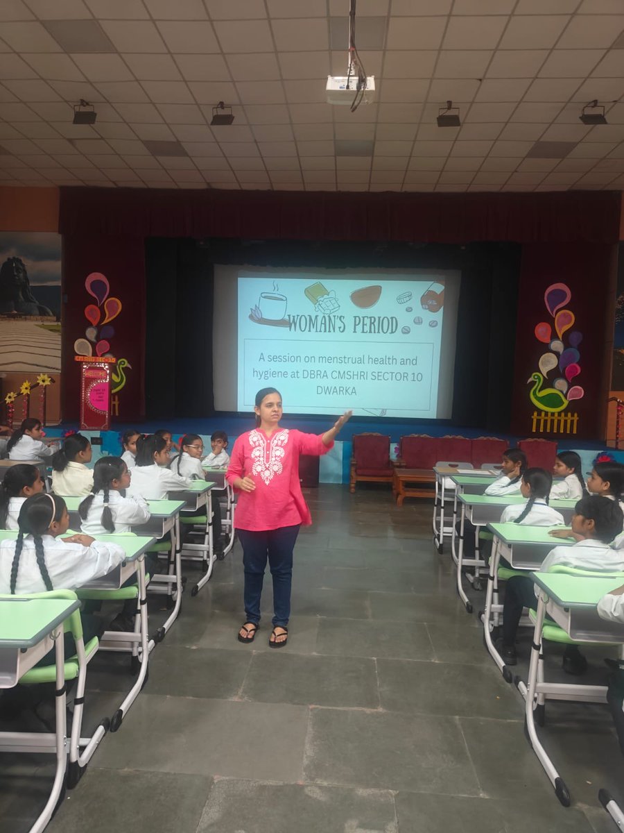 DwarkaSec10SoSE's tweet photo. A Menstrual Health Literacy Awareness Session was conducted on 3 July 2026 for our girl students by our Menstrual Hygiene Champions, Ms. Shalini &amp; Ms. Sujata in presence of HOS Dr. Atul Kumar, promoting health, hygiene, confidence, and informed choices.@Dir_Education https://t.co/3BkyfnuMX9