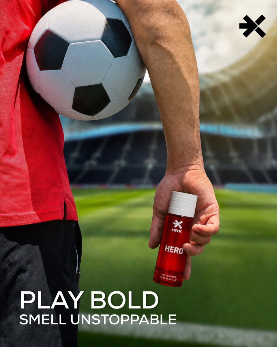 hrxbrand's tweet photo. Confidence isn't just how you play. It's how you arrive.

[HRX, FIFA, FIFA World Cup, Football, Match Day, Game On, Goal, fragrances, xtreme, rise, Champions, Stadium, Hero, Keep Going] https://t.co/qwq1juW9dP