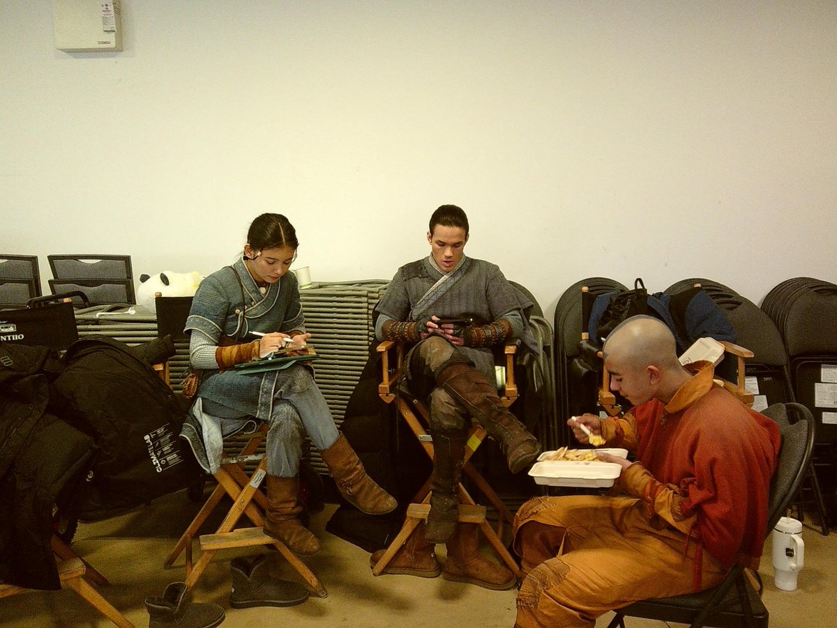 coermier's tweet photo. Just the Gaang doing what we do best, saving the world and messing around between takes. https://t.co/aJPb6UOjWT